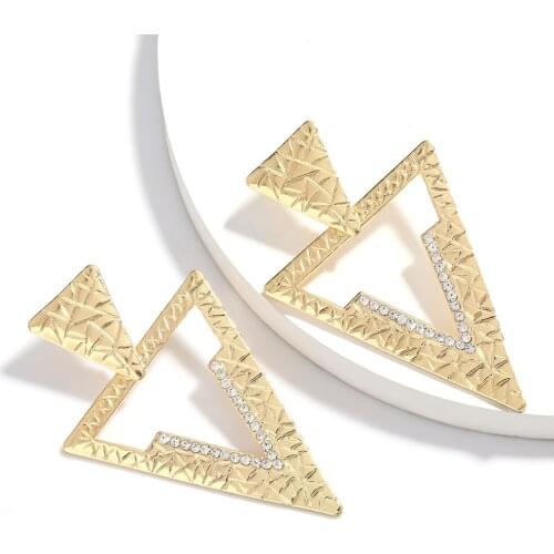 European And American Multilayer Geometric Triangle Alloy Inlaid Rhinestone Earrings Exaggerated Party Earrings Woman