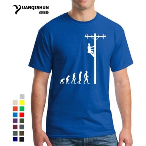 Evolution Of Lineman T-Shirt Funny Birthday Gift For Electrician Men Dad Papa Father Husband Short Sleeve O Neck Cotton T Shirt