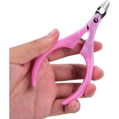 Nail Art Tool Nail Cuticle Nippers Clip Edge Cutter Shear Manicure Trimmer Scissor Stainless Steel +plastic Pink