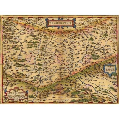 MAPS VINTAGE TRANSYLVANIA ROMANIA DACIA ILLUSTRATED Art Silk Poster Home Wall Decor