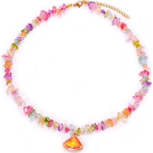 KBJW Original Trendy Fancy Pendant Necklace Colorful Real Stone Beaded Choker 2021 New Daily Casual Fashion Jewelry for Women