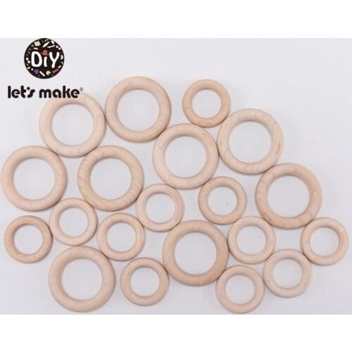 Lets Make 100PCS Maple Wooden Teether Ring Food Grade Wooden Rings Craft Baby Teething Toy Baby Rattles 55mm 40mm