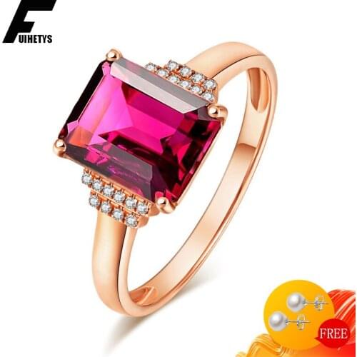 925 Silver Jewelry Women Ring for Wedding Engagement Party Ornaments Fashion Rectangle Ruby Zircon Gemstones Open Finger Rings