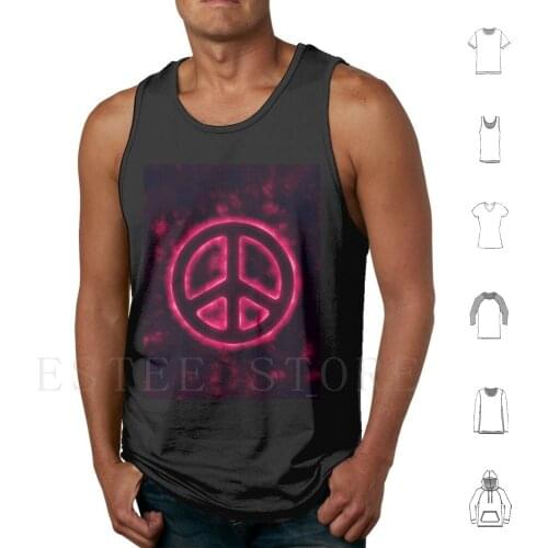 Red Peace Sign Tank Tops Vest Sleeveless Red Peace Sign Red Peace Sign Peace Glow In The Dark Glowing Peace Sign Hippie