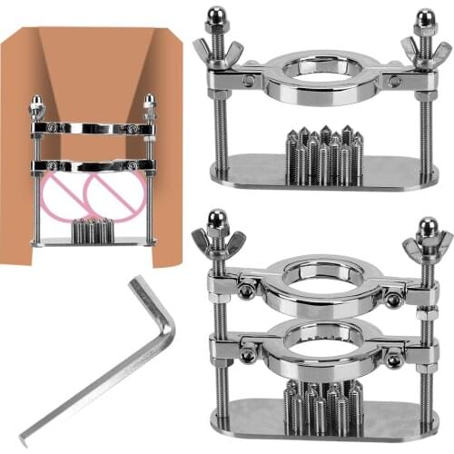 Metal Spike Penis Ring Clamp Male Chastity Testicle Clamp Scrotum Stimulation Lock Training Device Sex Toys For Men