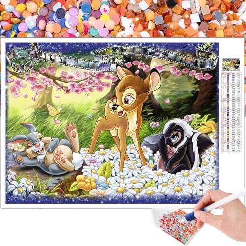 Cartoon Diamond Painting Mosaic Fawn and Squirrel Animal 5D DIY Full Round Square Rhinestone Embroidery Cross Stitch Picture Art
