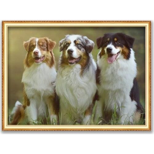 Animal Border Collie DIY 11CT Cross Stitch Embroidery Kits Craft Needlework Set Cotton Thread Printed Canvas Home Decoration Hot