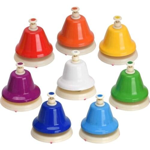 Desk Bells, 8 Notes Diatonic Metal Hand Bells, Rainbow Music Bells, Musical Learning Teaching Percussion Instrument