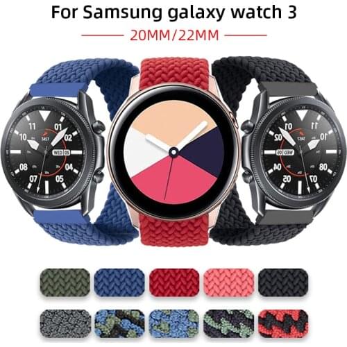 Nylon Elastic Strap for Samsung Galaxy 3 Watch 42 46mm GEAR S3 Active2 Classic Quick Release Solo Loop Replace Bracelet Braided
