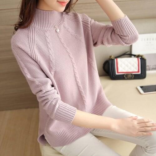 2017 new fashion Women white Lapel turtleneck sweater female basic knitted shirt Twist thick slim long sleeve pullover sweater