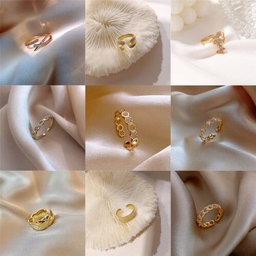 Japan and South Korea 2021 New Hand Jewelry Cold Wind ins Open Metal Ring High Design Sense Fashion Ring Women Gift