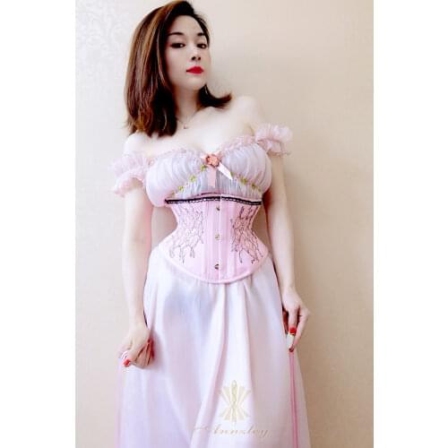 New pink 3-layer super short corset