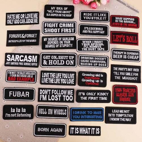 New Embroidery Patch Embroidered Badge Trendy DIY English Badge Clothes Decorative Patch Sticker Patch Iron on Patch Wholesale