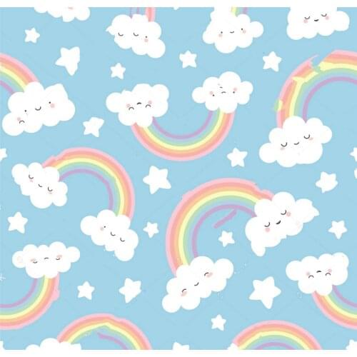 Clouds cloudy Rainbow Cartoon Blue Sky background High quality Computer print children kids backdrops