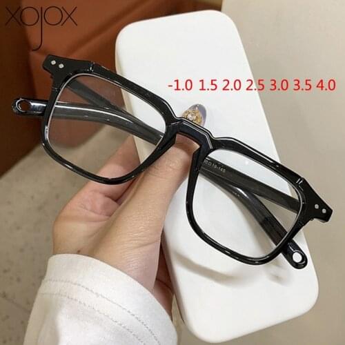 XojoX Vintage Finished Myopia Glasses Men Square Short Sight Eyewear Women Transparent Nearsighted Glasses Diopter -1.0 2.0 3.0
