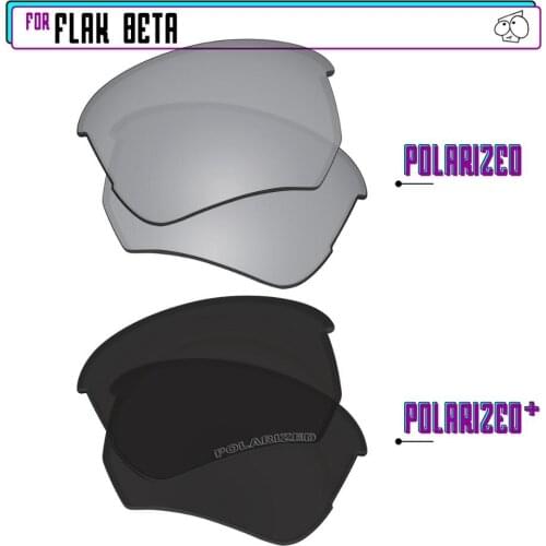 EZReplace Polarized Replacement Lenses for - Oakley Flak Beta Sunglasses - BlackP Plus-Silver P