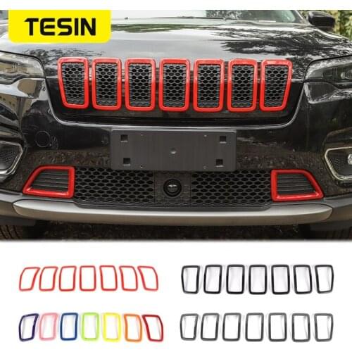 TESIN Racing Grills for Jeep Cherokee Car Front Grille Decoration Cover Stickers Exterior Accessories for Jeep Cherokee 2019