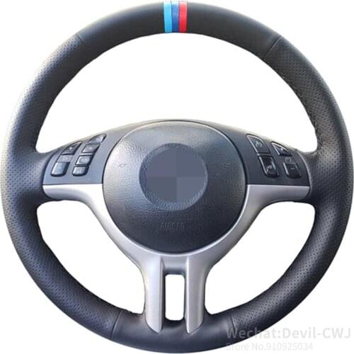 DIY Customized Soft Black Alcantara Leather Car Steering Wheel Covers for BMW E46 E39 325i E53 X5 X3 Car Accessories Interior