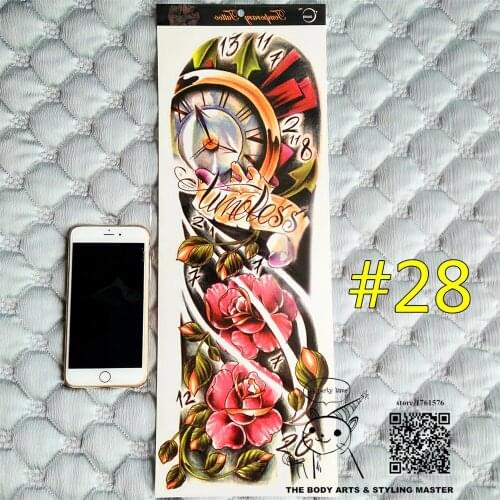 SHNAPIGN"Love Won't Wait"Full Sleeve Temporary Body Art,48*17cm Flash Tattoo Stickers,Waterproof Tatto Adult Sex Products Henna