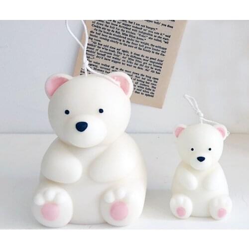 Two Size Cute Bear Candle Silicone Molds Korean Style Lucky Bear Handmade Candle Wax Mold Animals shape