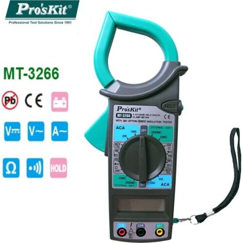 ProsKit MT-3266 Clamp Meter 3 1/2 Digital Auto Multimeter Electrician ADC ADV Resistance Capacitance Non-contact Test Meter