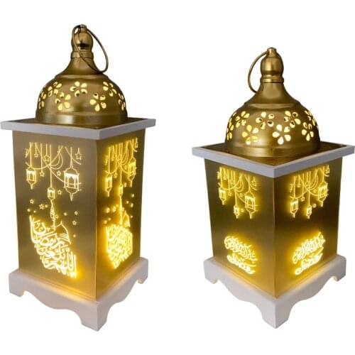 Ramadan Decoration Muslim Holy Month Eid Lantern Holiday Decoration Eid Wooden Lantern Night Light Ramadan Mubarak Decoration