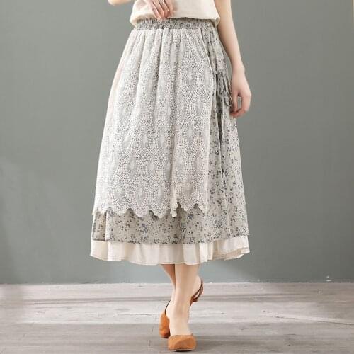 Lamtrip Vintage Floral Lace Layers Skirt Plaid Saia Mori Girl