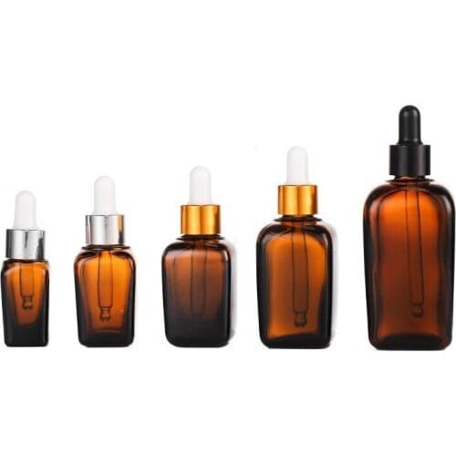 10pcs Amber Glass Bottles Essential Oil Bottle With Black Sliver Gold Dropper e Liquid Reagent Pipette 10ml 25ml 35ml 50ml 100ml