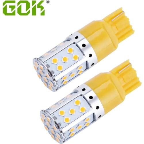 10 X Error Free No Hyper Flash Amber Led light 7440 T20 LED W21W 35SMD 3030 LED Bulbs For Front or Rear Turn Signal Light