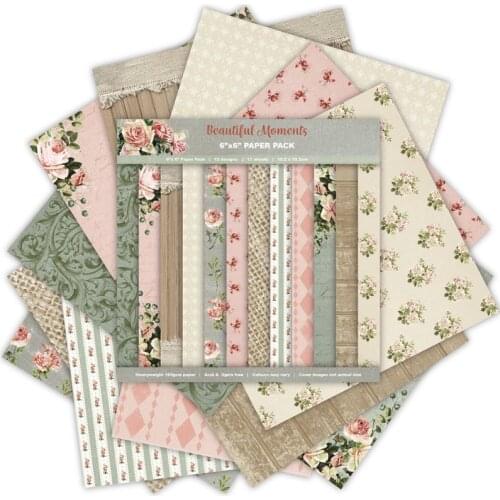 12Sheets Vintage Flowers Design Scrapbooking Pack Paper Crafts 6x6" Origami Arts Background Paper Card Making Gifts