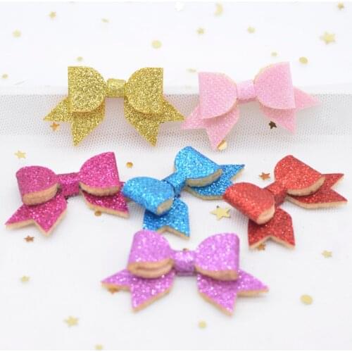 12Pcs 55*30mm Padded Bow Tie Applique for DIY Craft Headwear Hairpin Hair Clips Band Hoop Bow Decor Accessories Patches L37