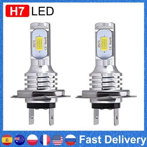 2pcs H7 LED Headlight Bulb Beam Kit 12V 55W LED Super Bright Car Light Headlamp CSP H7 Hi/Lo Beam Conversion Globes Bulbs 8000Lm