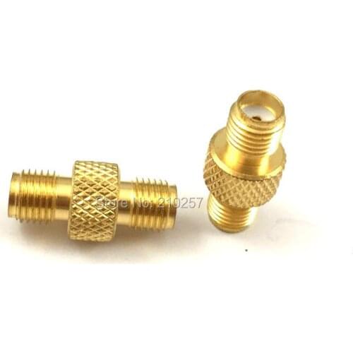 2pcs Golden Color High Quality RF Connector SMA Female to SMA Female For Two Way Radio SMA-F to SMA-F Antenna Adaptor