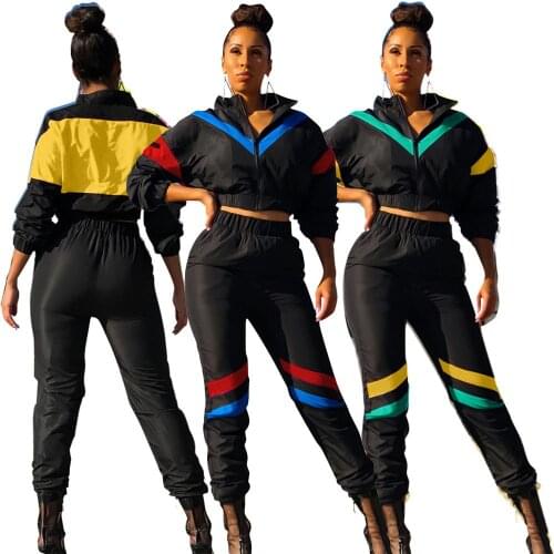 2021 women clothes Fashionable Plus Size Leisure Spliced Sporty Zipper Womens Tracksuit Track Suit
