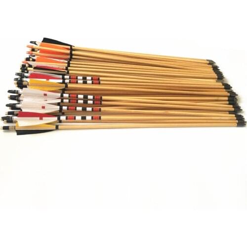 6/12pcs Archery Hunting wooden Arrows Longbow Lenght 32inches 5'' Turkey Feather OD 8.5mm wooden shaft Shooting