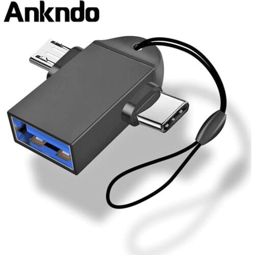 ANKNDO 2 in 1 OTG Adapter Micro USB Type C Connector Mobile Phone Jack Convertor U Disk Tablet OTG Connector Notebook USB3.0 OTG
