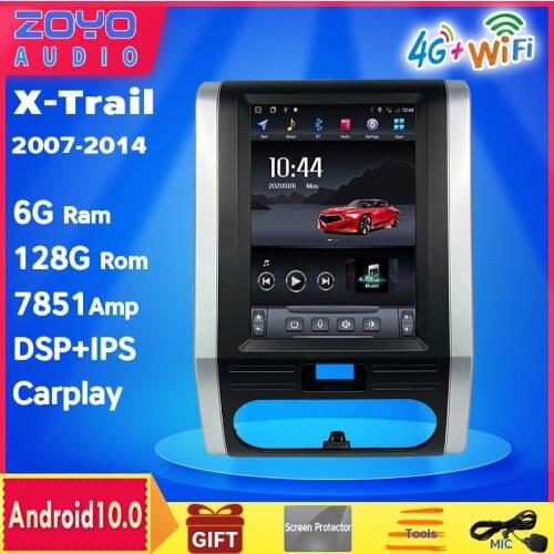 Android 8.1 10.4 inch vertical screen car gps multimedia radio bluetooth navigation player for nissan MX6 X-trail T31 carplay o