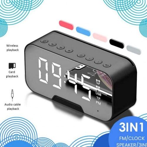 Bluetooth Speaker FM Radio LED Mirror Voice Broadcast Snooze Desktop Alarm Clock LED Mirror Voice Broadcast Desktop Alarm Clock