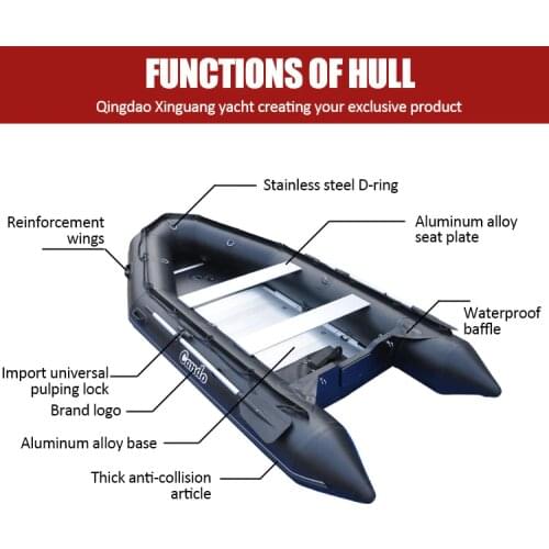 CANDO 1.2MM Thick Assault Boat Fishing Black Inflatable Boat Beach TY420 Aluminum Frame Kayak Ship Safe Racing Boat For Match