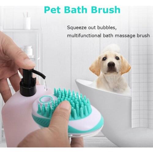 Pet Dog Bath Brush 2-in-1 Pet SPA Massage Comb Soft Silicone Dogs Cats Shower Hair Grooming Cmob Dog Cleaning Tool Pet Supplies