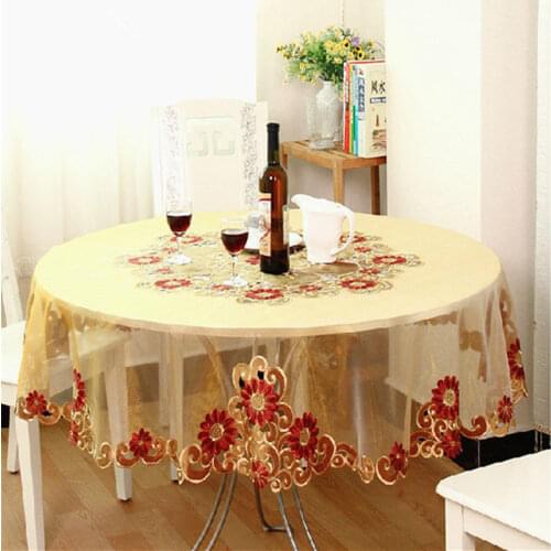 Hot European tablecloth embroidery chair cover table cloth organza round tablecloths embroidered rustic chair covers textile