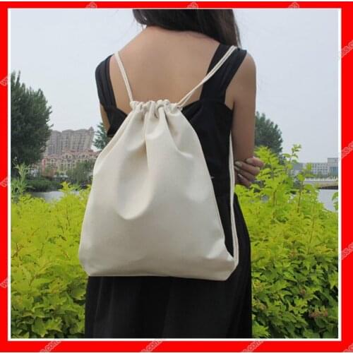 200pcs/lot) size 30x35cm 12oz plain cotton canvas drawstring backpack with logo