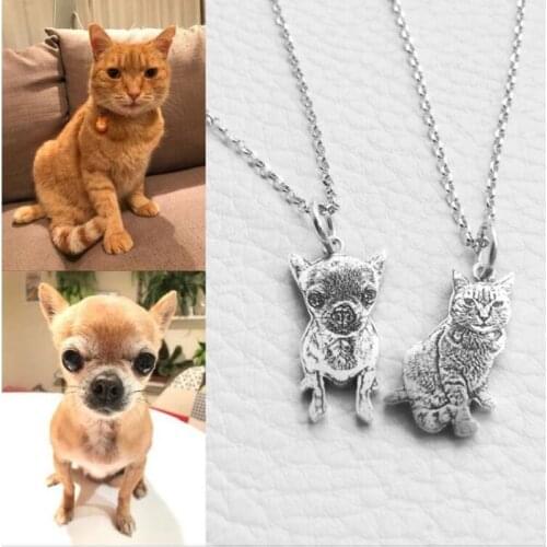 Customize Pet Necklace Personalized Jewelry 925 Sterling Silver Photo Pendant Engrave Memory keepsake Name Dog CAT Tag portrait
