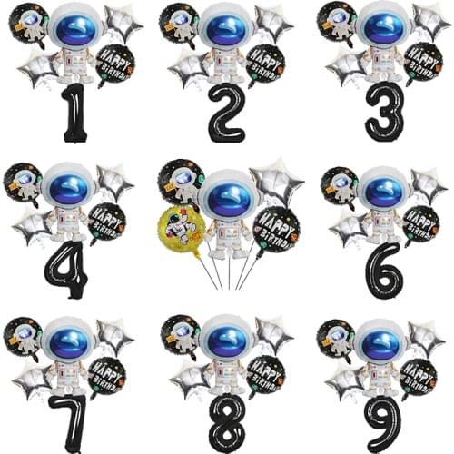 Outer Space Party Astronaut balloon Rocket Foil Balloons Galaxy Theme Party Boy Kids Birthday Party Decor Gifts helium globals