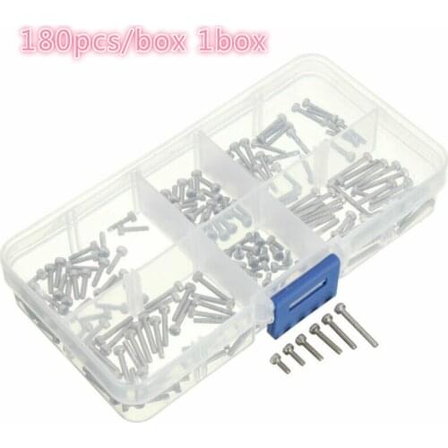 M2 Hex Socket Head Cap Screws 304 Stainless Steel Cylindrical Allen Bolts Length 4/6/8/10/12/16mm 180 pcs/box