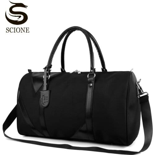 Men Business PU Leather Travel Bag Male Large Small Size Handbag Black Mens Travel Luggage Bags Waterproof Oxford Shoulder Bag