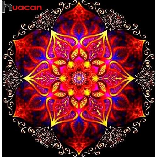 Huacan Diy Diamond Painting Mandala Flower Embroidery Mosaic Fantasy Floral Cross Stitch Crystal Home Decoration