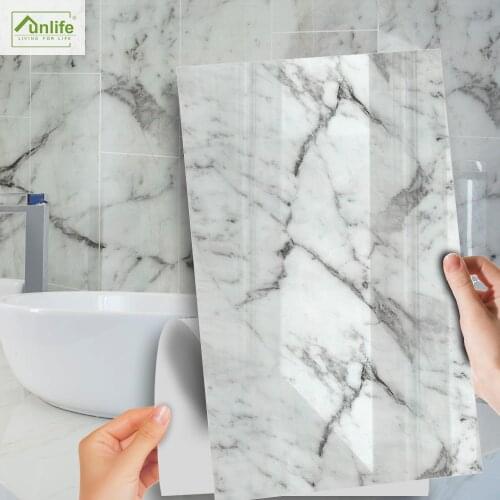 Funlife[R] NOUVELLE MAISON SERIES[TM] 30x60cm Greek Jazz White Marble Waterproof Tile Sticker For Floor Kitchen Bathroom Decor