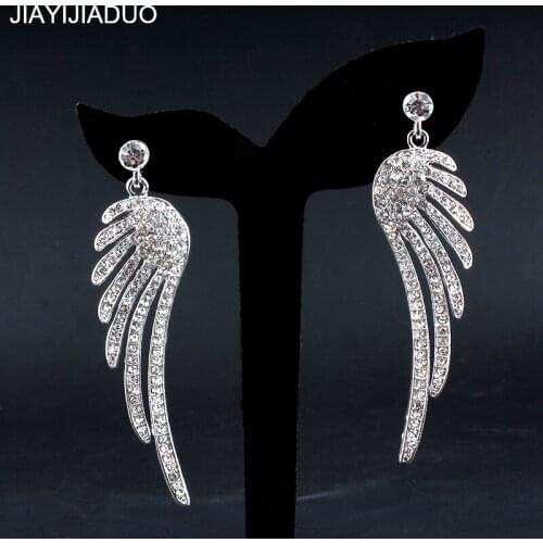 Jiayi Jiaduo New Wedding Jewelry Earrings Silver Color Wings Long Earrings for Glamour Women Wedding Gifts Dropshipping Hot