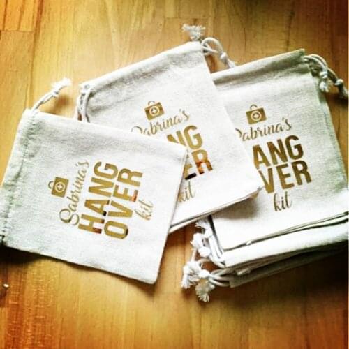 Personalize gold bridesmaid survival wedding Bachelorette Hangover Kits party Candy pouches Perfect Blend favor bags
